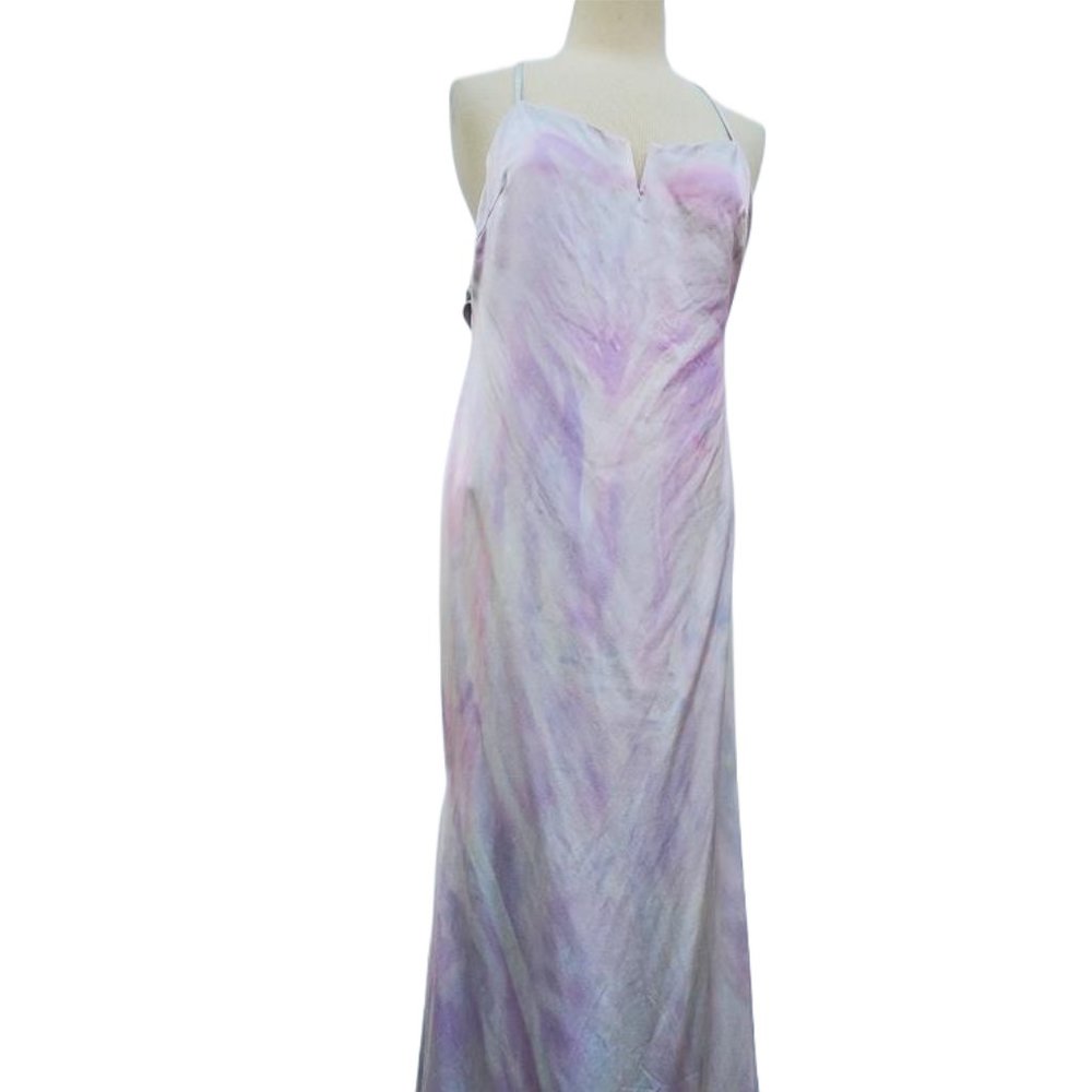 NEW Reformation long Silk Dress dyed blue Ivory purple white pink small med 4 6